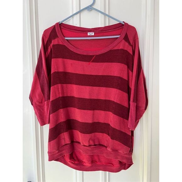 Splendid red and dark red striped Dolman lightweight sweatshirt S - Picture 1 of 4